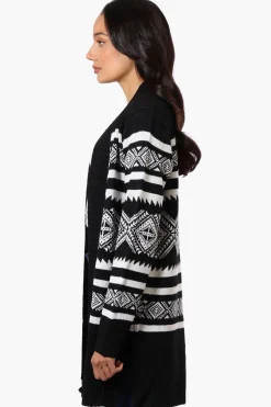 Canada Weather Gear Patterned Wrap Cardigan - Black