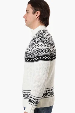 Canada Weather Gear Patterned 1/4 Zip Pullover Sweater - Cream