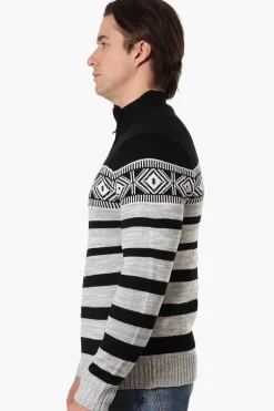 Canada Weather Gear Patterned 1/4 Zip Pullover Sweater - Black