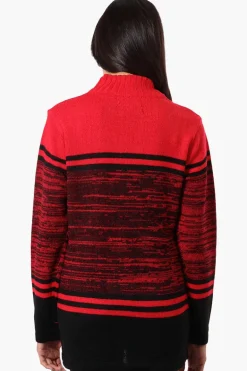 Canada Weather Gear Patterned 1/4 Zip Pullover Sweater - Red
