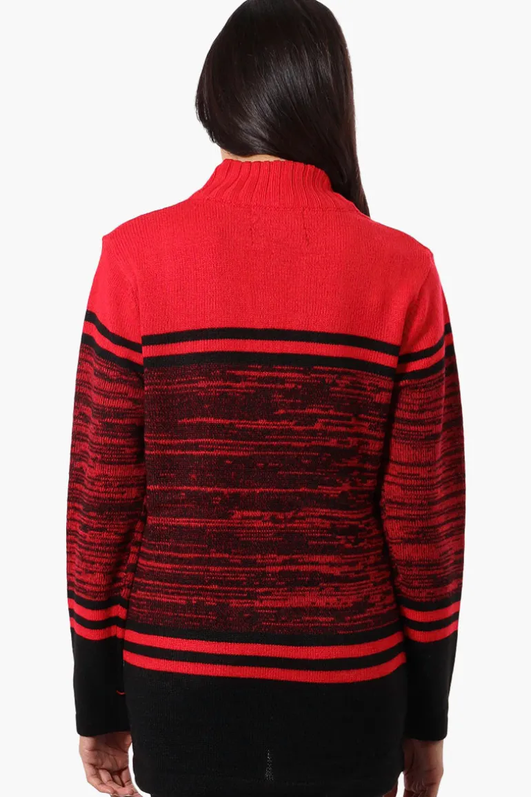 Canada Weather Gear Patterned 1/4 Zip Pullover Sweater - Red