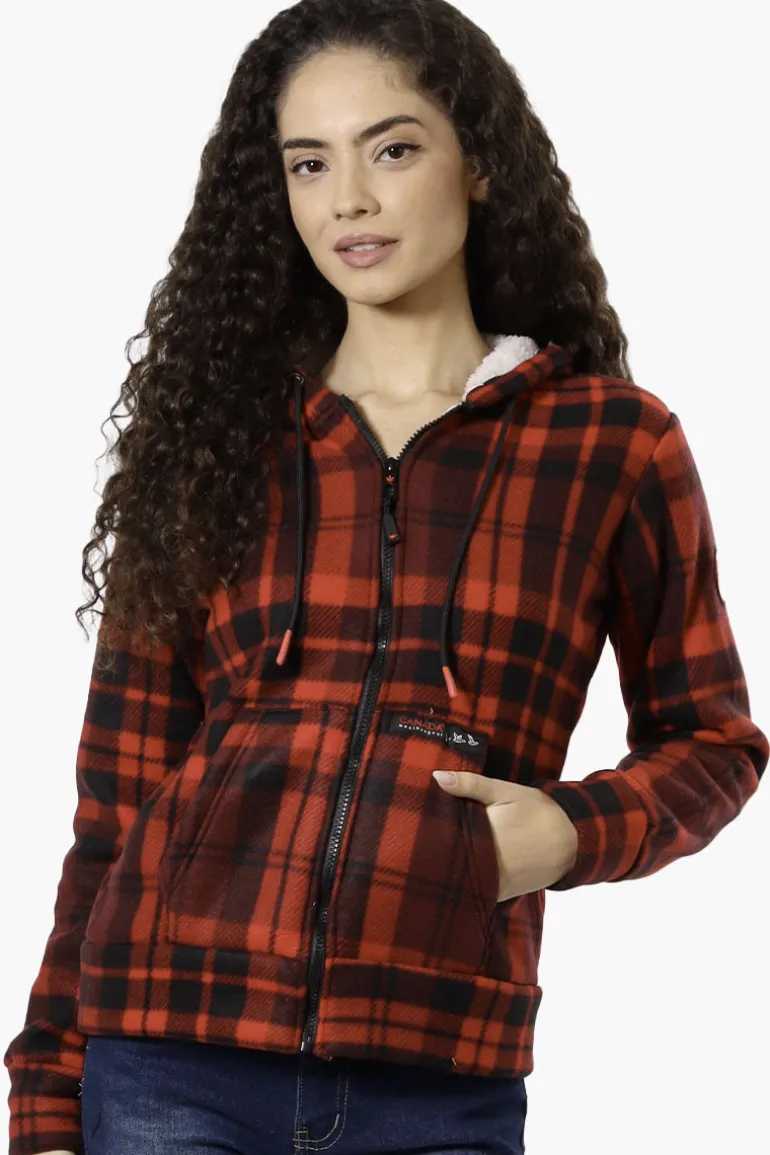 Canada Weather Gear Plaid Fleece Lined Hoodie - Red