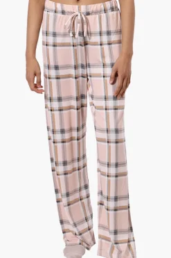 Canada Weather Gear Plaid Wide Leg Pajama Pants - Peach