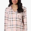 Canada Weather Gear Plaid Button Down Pajama Top - Peach