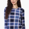 Canada Weather Gear Plaid Crewneck Pajama Top - Blue
