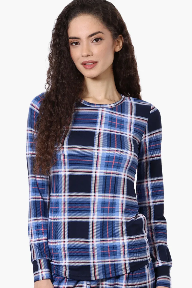 Canada Weather Gear Plaid Crewneck Pajama Top - Blue