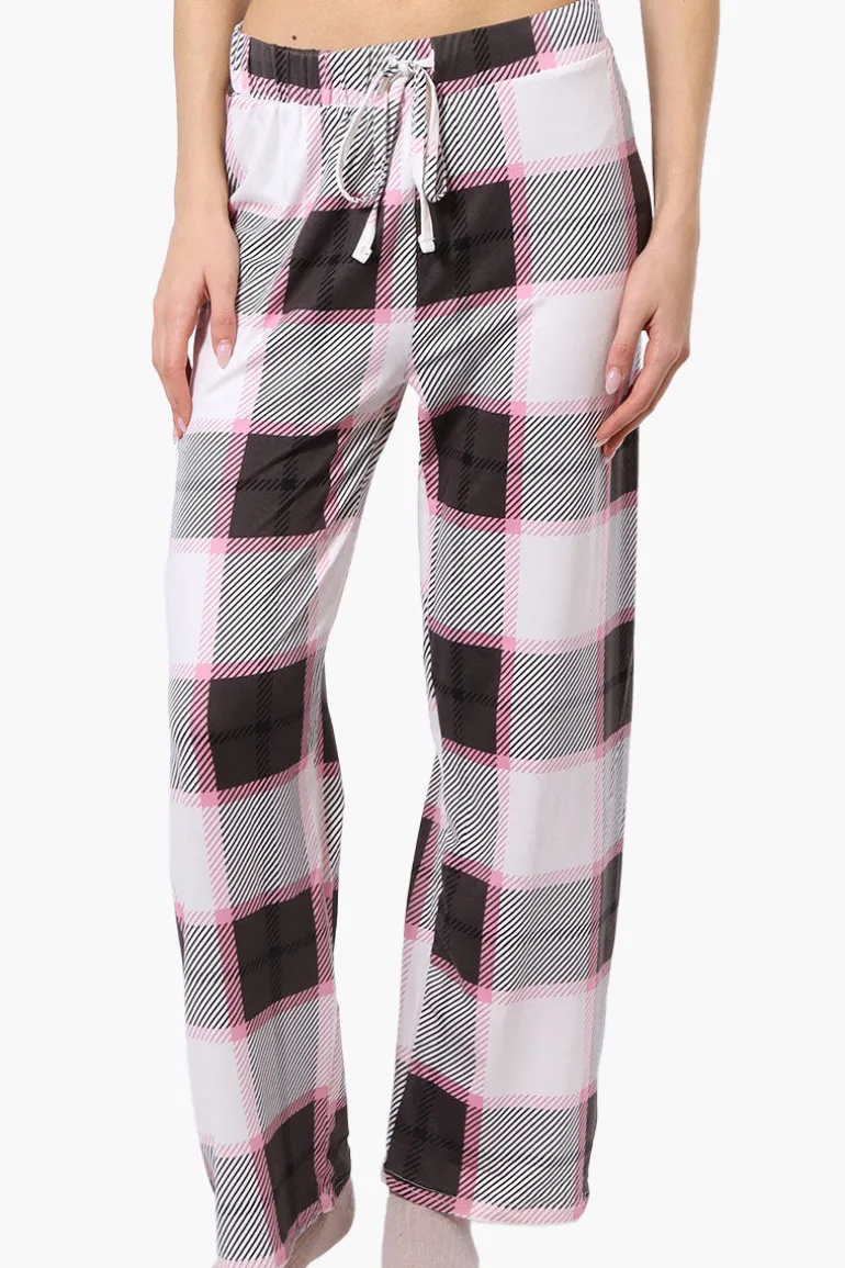 Canada Weather Gear Plaid Wide Leg Pajama Bottoms - White