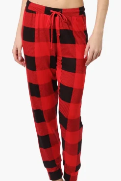 Canada Weather Gear Plaid Tie Waist Pajama Bottoms - Red