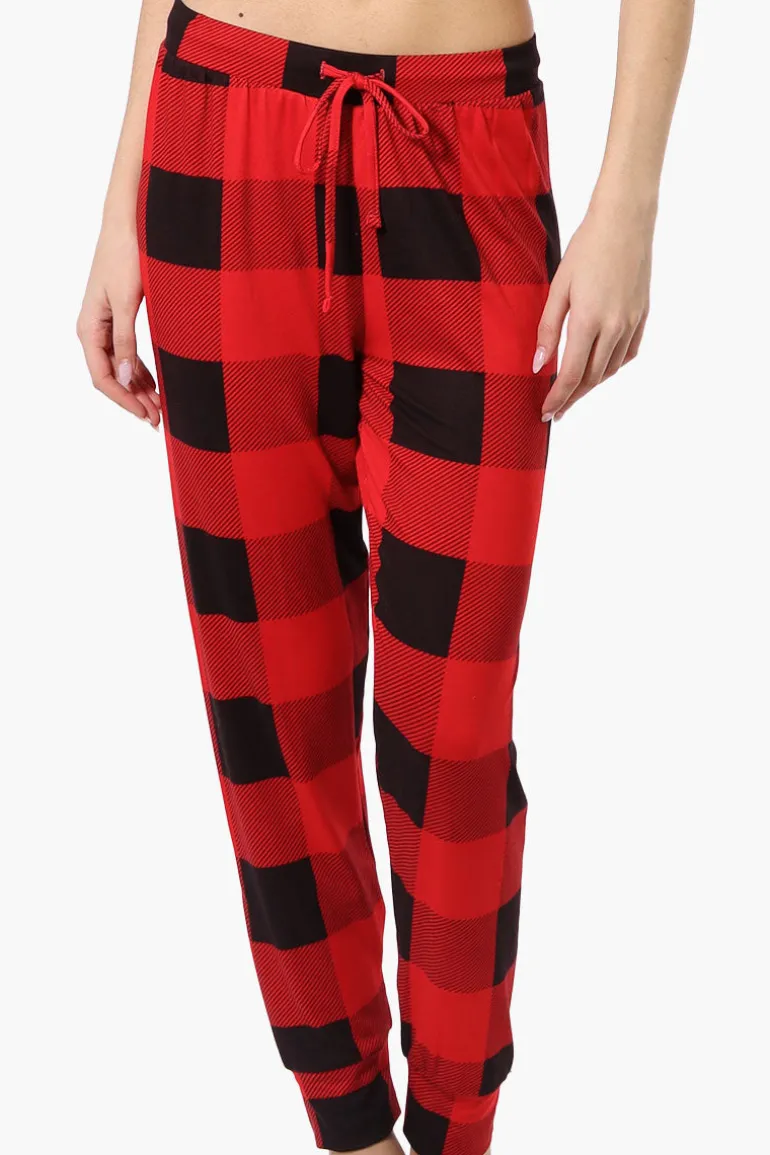 Canada Weather Gear Plaid Tie Waist Pajama Bottoms - Red
