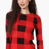 Canada Weather Gear Plaid Crewneck Pajama Top - Red