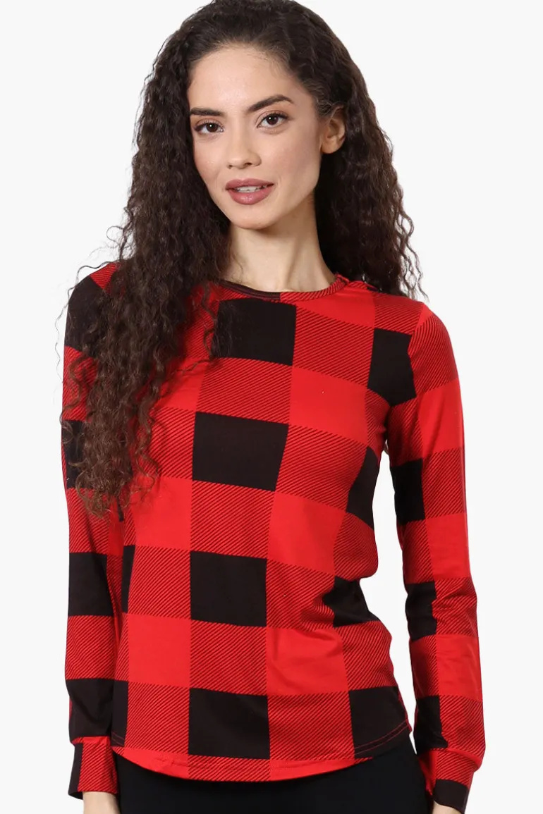 Canada Weather Gear Plaid Crewneck Pajama Top - Red