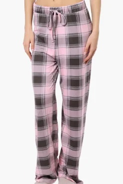 Canada Weather Gear Plaid Wide Leg Pajama Bottoms - Pink