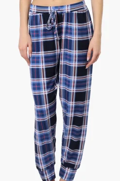 Canada Weather Gear Plaid Tie Waist Pajama Bottoms - Blue