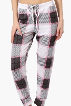 Canada Weather Gear Plaid Tie Waist Pajama Bottoms - White