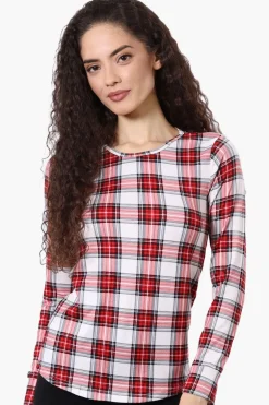 Canada Weather Gear Plaid Crewneck Pajama Top - White