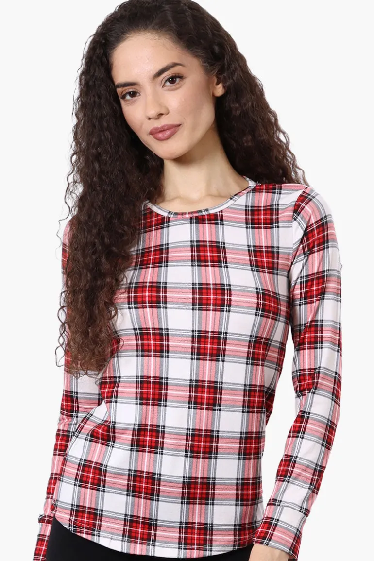 Canada Weather Gear Plaid Crewneck Pajama Top - White