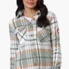 Canada Weather Gear Plaid Fleece Button Up Lightweight Jacket - Mint