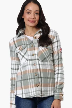 Canada Weather Gear Plaid Fleece Button Up Lightweight Jacket - Mint