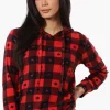 Canada Weather Gear Plaid Hooded Pajama Top - Red