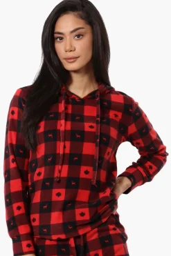 Canada Weather Gear Plaid Hooded Pajama Top - Red