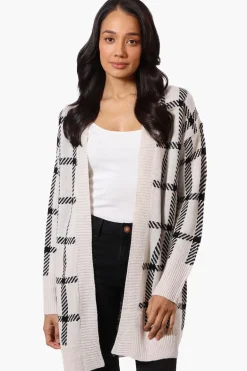 Canada Weather Gear Plaid Open Wrap Cardigan - Stone