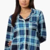 Canada Weather Gear Plaid Button Down Pajama Top - Blue