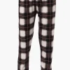 Canada Weather Gear Plaid Tie Waist Jogger Pajama Pants - White