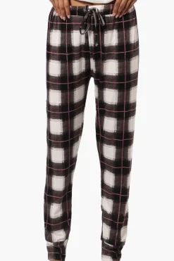 Canada Weather Gear Plaid Tie Waist Jogger Pajama Pants - White