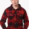 Canada Weather Gear Plaid Sherpa Lined Lightweight Jacket - Red