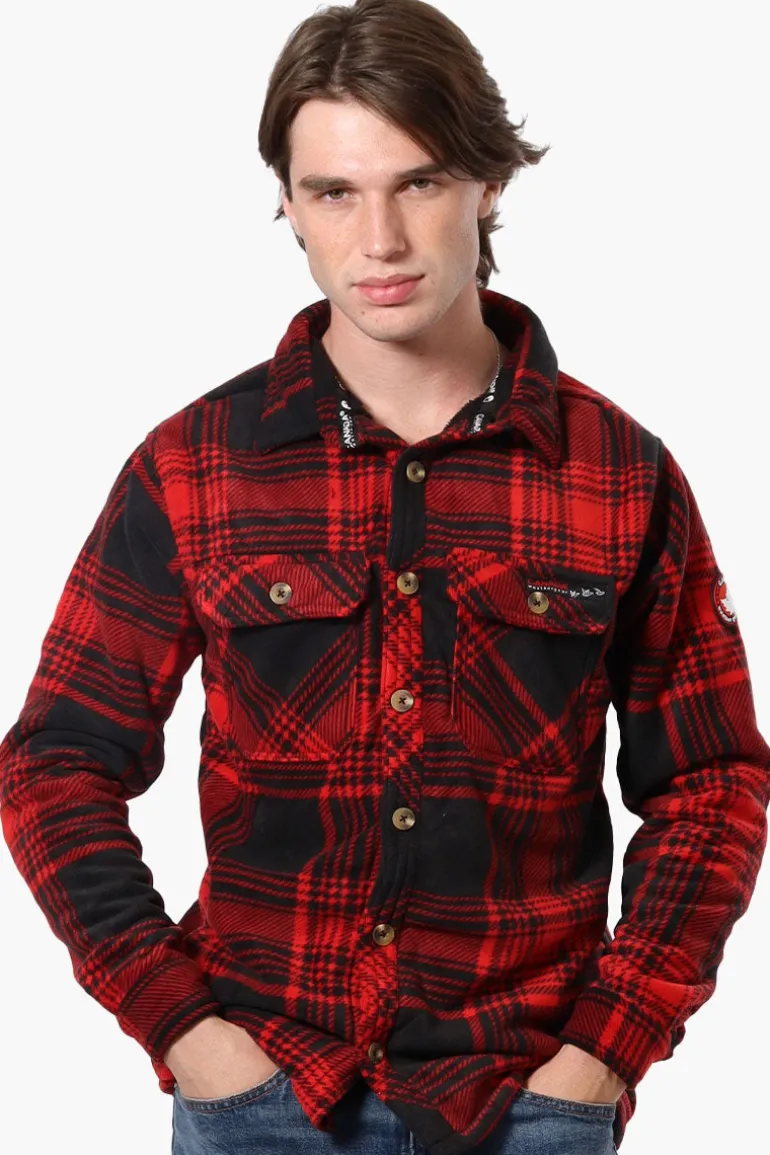 Canada Weather Gear Plaid Sherpa Lined Lightweight Jacket - Red