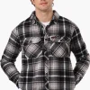 Canada Weather Gear Plaid Fleece Button Up Shacket - Black