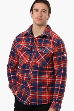 Canada Weather Gear Plaid Fleece Button Up Shacket - Navy