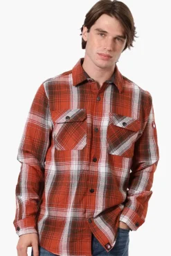 Canada Weather Gear Plaid Button Up Casual Shirt - Rust