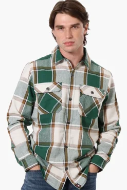 Canada Weather Gear Plaid Button Up Casual Shirt - Green