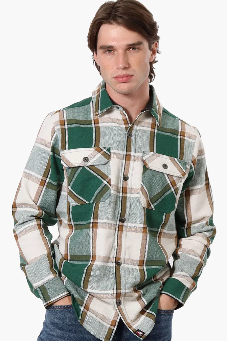 Canada Weather Gear Plaid Button Up Casual Shirt - Green