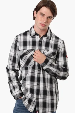 Canada Weather Gear Plaid Button Up Casual Shirt - Black