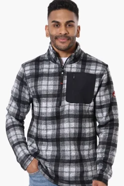 Canada Weather Gear Plaid 1/4 Zip Sweatshirt - Black