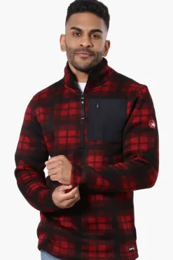 Canada Weather Gear Plaid 1/4 Zip Sweatshirt - Red