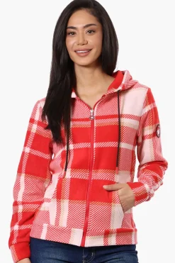 Canada Weather Gear Plaid Fleece Hoodie - Red