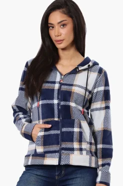Canada Weather Gear Plaid Fleece Hoodie - Navy
