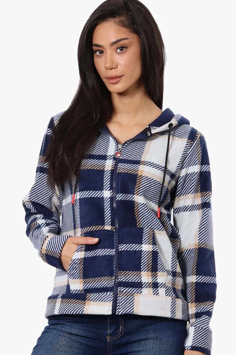 Canada Weather Gear Plaid Fleece Hoodie - Navy