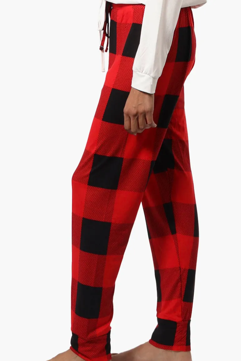 Canada Weather Gear Plaid Tie Waist Jogger Pajama Pants - Red
