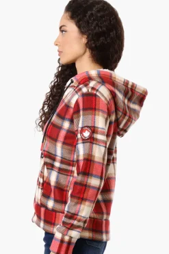 Canada Weather Gear Plaid Fleece Lined Hoodie - Red