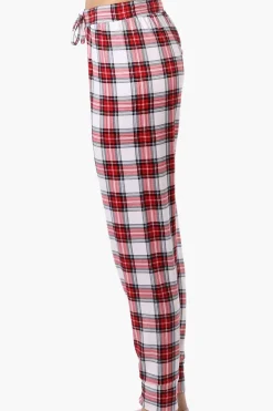 Canada Weather Gear Plaid Tie Waist Pajama Bottoms - Red