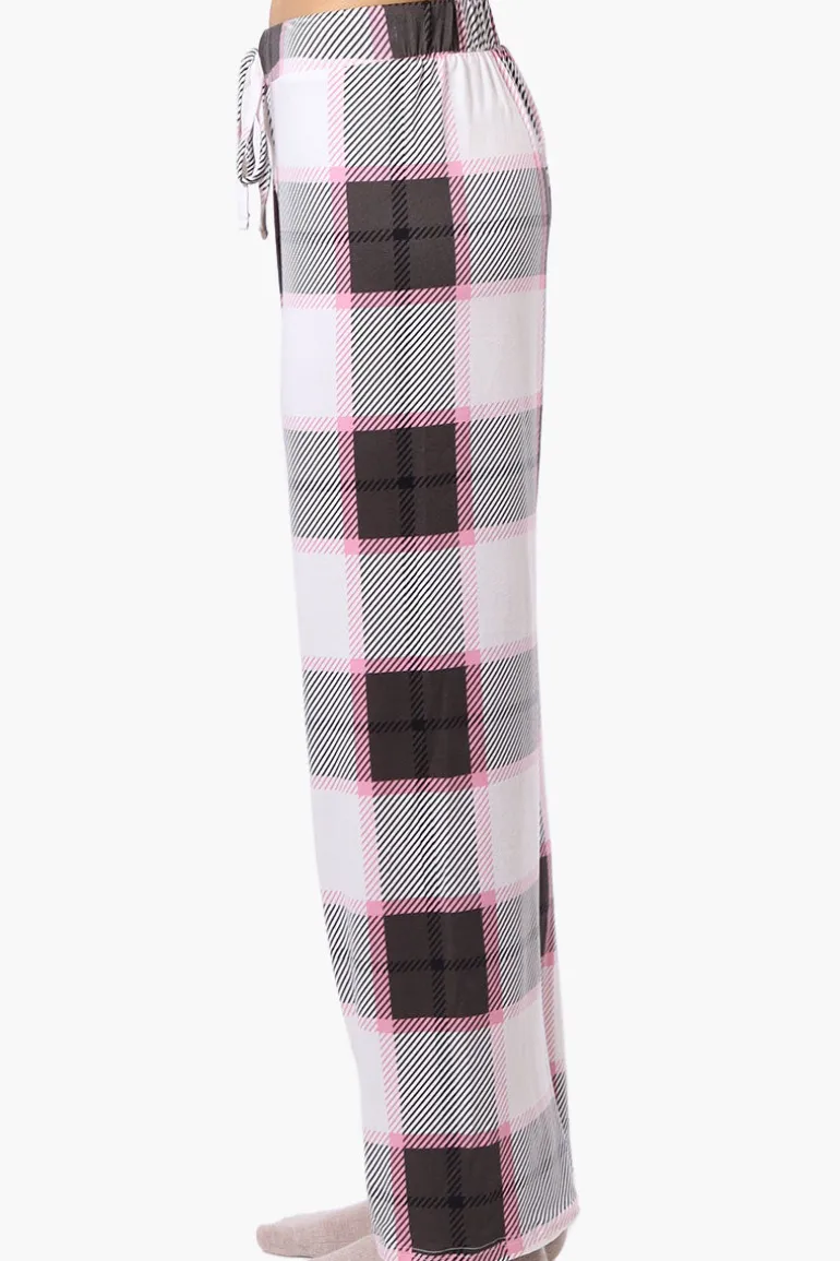 Canada Weather Gear Plaid Wide Leg Pajama Bottoms - White