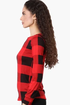 Canada Weather Gear Plaid Crewneck Pajama Top - Red