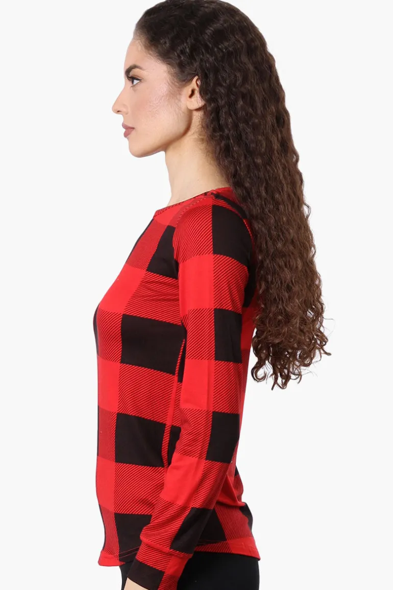 Canada Weather Gear Plaid Crewneck Pajama Top - Red