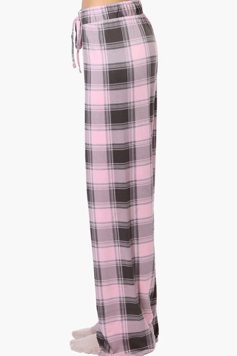 Canada Weather Gear Plaid Wide Leg Pajama Bottoms - Pink