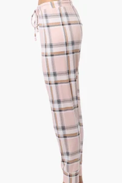 Canada Weather Gear Plaid Tie Waist Pajama Bottoms - Blush