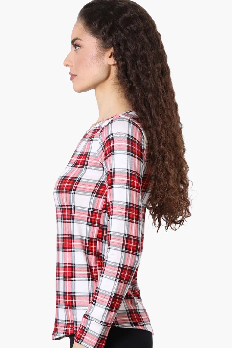 Canada Weather Gear Plaid Crewneck Pajama Top - White